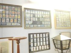 4 sets of framed and glazed cigarette cards