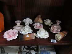 A mixed lot including porcelain roses,