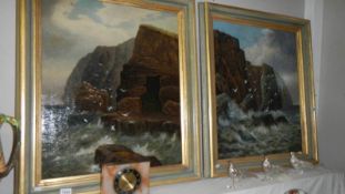 A pair of oil on canvas seascapes signed Cedric Gray '97
