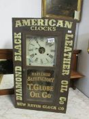 An American advertising wall clock 'T. Globe Oil Co.