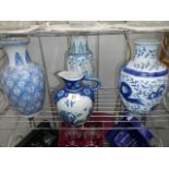 A blue and white vase,