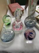 6 glass paperweights