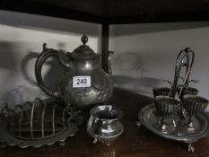 A mixed lot of pewter items etc