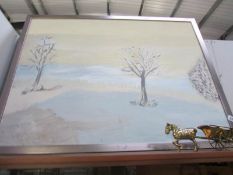 A large framed winter scene