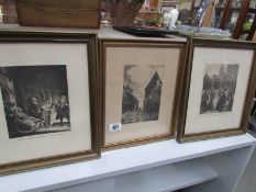 3 framed and glazed engravings