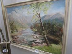 An oil on board rural scene signed Lillian Bartell