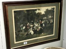 A framed and glazed print entitled 'Village Holiday'