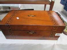 A mahogany inlaid writing box,