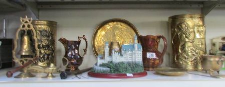 A mixed lot of brassware etc including Lenox Castles of the World model