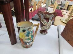 A Ridgways Gretna Green jug and a vase