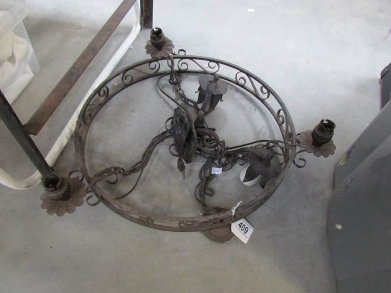 An old metal ceiling light