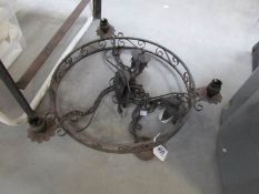 An old metal ceiling light