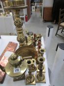 A mixed lot of brass ware