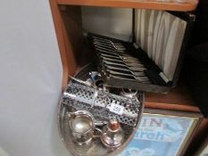 A mixed lot of silver plate including tray,