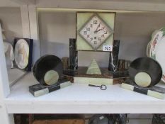 A French marble clock garniture