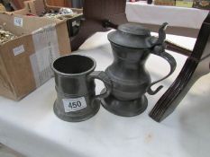 2 old pewter pots
