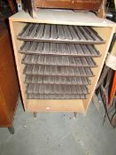 A model train storage cabinet