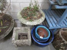 3 glazed ceramic garden pots and 2 others