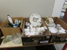 A mixed lot of china and glass ware including Avon bottles,