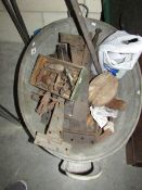 A tin bath and contents including door furniture,