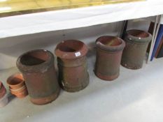 4 terracotta chimney pots etc