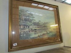 A framed and glazed rural print