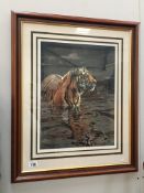 A framed and glazed tiger print