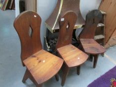 3 pine country style chairs