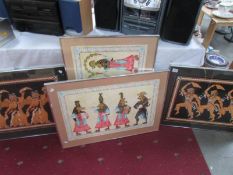 4 framed and glazed oriental dancer prints