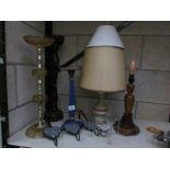A quantity of table lamps some with shades