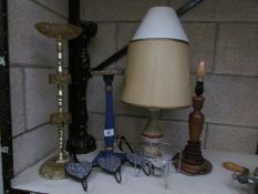 A quantity of table lamps some with shades