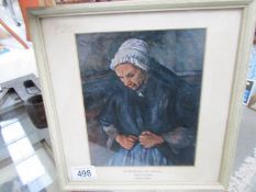 A framed and glazed print entitled 'An Old Woman with Rosary' Paul Cezanne 1839-1906