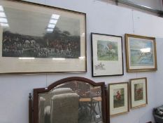 5 framed and glazed hunting prints