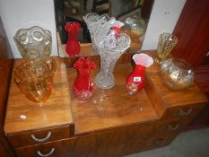 7 items of decorative glass ware including Murano style vases,