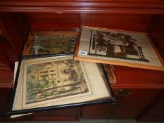 A quantity of pictures including Egyptian papyrus