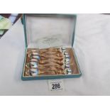 A boxed set of 6 Russian enamel teaspoons