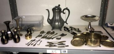 A mixed lot of metalware including EPNS cutlery, comport & coffee jug etc.