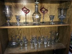 A quantity of glassware including decanter, jugs & vases etc.