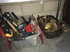 2 boxes of tools including saws etc