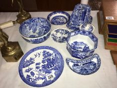 A quantity of blue & white ware including Spode, Cauldron & Booths etc.