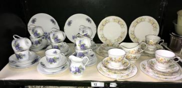 2 part tea sets including Czech Victoria China (approx 40 pieces) and Colclough Hedgerow (approx 25