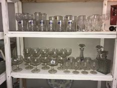 2 shelves of glassware including decanters & Royal Doulton finest crystal