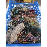 A large quantity of costume jewellery including necklaces,