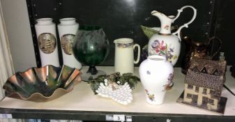 A quantity of pottery, glass, porcelain - vases etc.