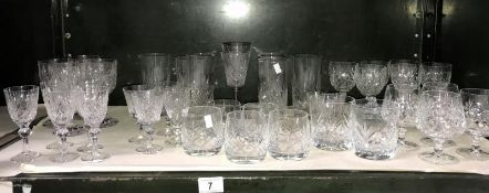 A shelf of crystal glasses (approx 8 pieces)