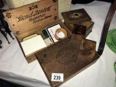 A small collection of cigar boxes & cigarette tins