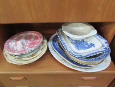 A mixed lot of meat platters and plates,