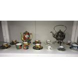 A coffee set featuring abstract pattern including 4 cups/saucers, coffee pot,