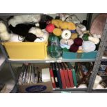 2 shelves of wool & knitting patterns etc.