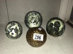 4 glass paperweights